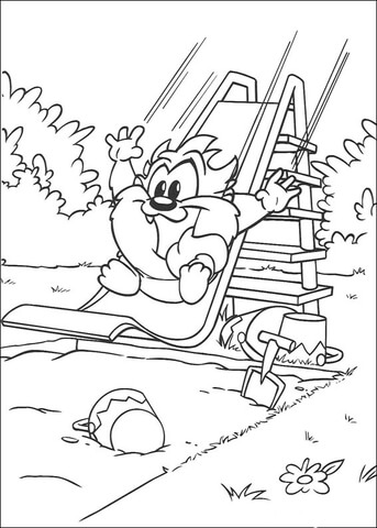 Taz Is Playing In The Garden  Coloring Page